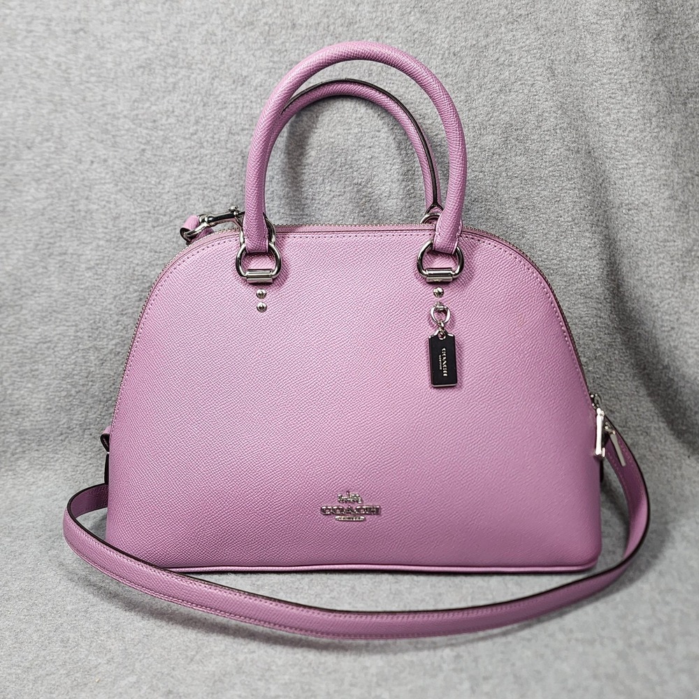 Coach Sierra Satchel Crossbody Bag Pink Leather Dome Purse Silver Hardware